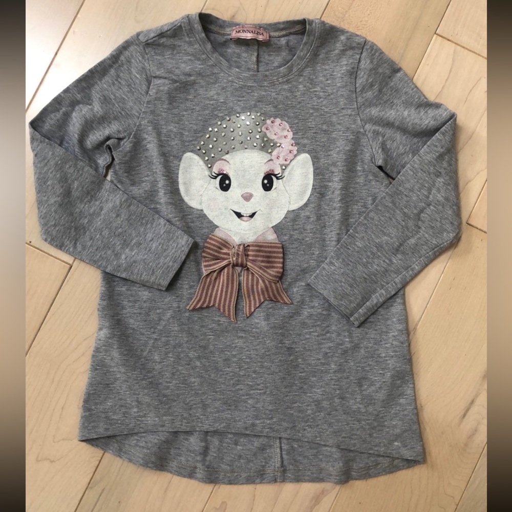 Monnalisa Italy girls soft cotton stretch mouse long sleeve